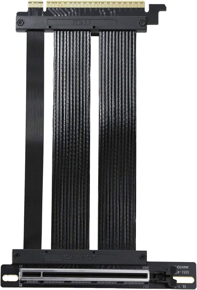 GIGA-MEGA PCIe X16 GEN5 Right Angle Riser Cable PCIe 4.0 and 5.0 with GPU Vertical Mount Bracket for RTX4090,RTX5090D, RX7900XT, RX9070 ATX (20CM GEN5 Black) - Image 1